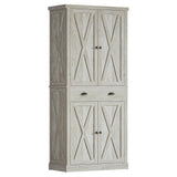 IRONCK Kitchen Pantry Storage Cabinet 72.6" H, with Barn Doors, Drawer, 4 Adjustable Shelves, Freestanding Cupboard for Dining Room Living Room, Laundry, Rustic Maple IRONCK