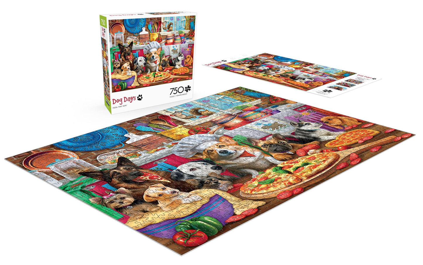 Buffalo Games - Brigid Ashwood - Pizza Time Pups - 750 Piece Jigsaw Puzzle For Adults -Challenging Puzzle Perfect for Game Nights - Finished Size is 24.00 x 18.00