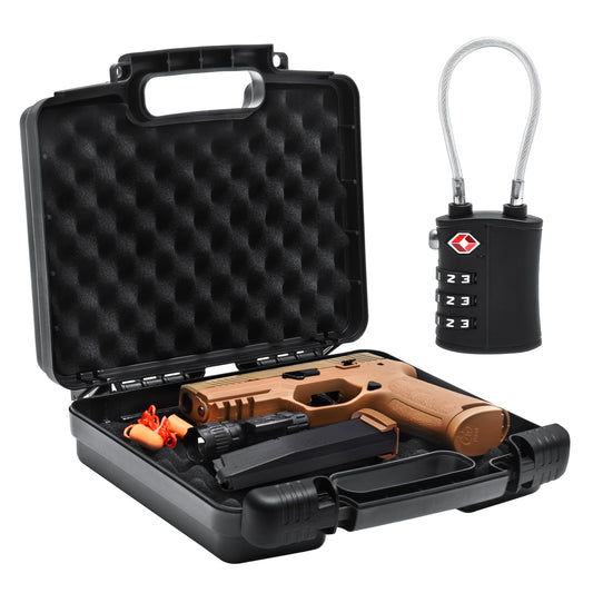 Kinghardcase 9mm Gun Case Lockable, TSA Approved Firearm Travel Case with 1 TSA Lock, Pistol Case Hard Shell, Gun Safe for Handgun, Pistol, Revolver - Shockproof Gun Storage 10.3 x 8.8 x 3 inch