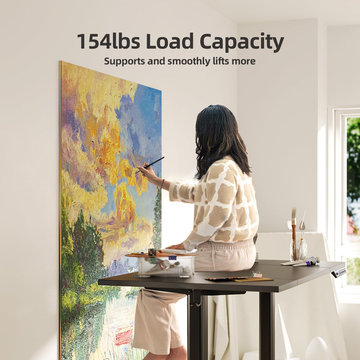 INNOVAR Electric Standing Desk, Adjustable Height Stand up Desks, 48 x 24 Inches Sit Stand up Desk for Home Office Computing, 3-Preset Memory Height Ergonomic Rising Desks, Black INNOVAR