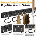 GARLWOLEX 34 Inch Garden Tool Organizer Wall Mount with Non Slip Rubber Coated Metal Hooks, Storage Rack for Indoor/Outdoor Shovel, Rake, Mop and Broom Holder Wall Mount （ 10 Hooks+10 Holders GARLWOLEX