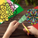 Gueevin 36 Sheet Mandala Window Clings Color Your Own Stained Glass Window Cling Arts and Crafts DIY Kit with Colorful Cotton Paper Contact Paper Crafts for Adults Kid Teen, 6 x 6 Inch Gueevin