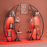 YITAHOME Tall Bookshelf with LED Light, Artistically Designed Crescent-Shaped Bookshelf with 10-Tier Shelves, Corner Bookcase Open Display Rack for Home Office, Bedroom YITAHOME