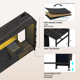 Espelism Dresser for Bedroom with Clothes Rack & Side Pockets 5 Drawer Dresser with Charging Station & LED Lights Black Storage Chest of Drawers for Nursery Hallway Closet Sturdy Steel Frame Wood Top Espelism