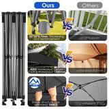 COBIZI 10x20 Heavy Duty Pop up Canopy Tent with 6 sidewalls Easy Up Commercial Outdoor Canopy Wedding Party Tents for Parties All Season Wind & Waterproof Gazebo with Roller Bag,Black(Frame Thickened) COBIZI
