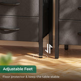 Huuger Nightstand with Charging Station, 27.6 Inch Side Table with Fabric Drawers, End Table Bedside Table with USB Ports and Outlets, Night Stand for Bedroom, Rustic Brown and Black Huuger