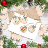 36 Pcs Wooden Christmas Ornament 2.8 to 3.2 Inch Craft Wood Kit Natural Wood Slices with Natural Beads Round Wood Beads and Black and White Bow for Arts and Crafts Christmas Ornaments (Classic Style) Sawysine