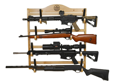 Old Cedar Outfitters Hardwood Wall-Mounted Gun Rack; Adjustable for Long Guns and Long Pistols Old Cedar Outfitters