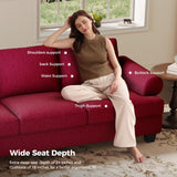COPIAE 91 Inch Lawson Sofa with Extra Deep Seats Oversize, Mid-Century 3-Seat Sofa Couch, for Living Room, Apartment, Lounge, Red COPIAE