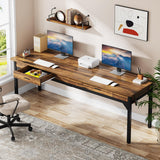 Tribesigns 78.7" Extra Long Computer Desk, [Double Desk] [2 Drawers], Two Person Desk Large Executive Office Desk, Writing Table Study Desk for Home Office, Rustic Brown Tribesigns