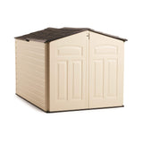 Rubbermaid Slide-Lid Resin Outdoor Storage Shed (5 x 6.5 Ft),Weather Resistant, Beige/Brown, Organization for Home/Backyard/Garden Tools/Lawn Mower/Bike Storage/Pool Supplies Rubbermaid