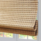 LANTIME Wood Cordless Roman Shades, Lined Blackout Bamboo Window Shades Blinds, Rubkhari LANTIME