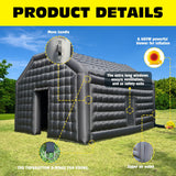 WARSUN Large Black Inflatable Nightclub 20x16.5x12Ft Inflatable Party Tent with Logo Area Inflatable Night Club Tent for Adults Wedding Birthday Raves Dance Floor Yard Party Business WARSUN