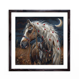 American Native Indian War Horse Moon 5D Diamond Art Painting by Number Kits for Adults DIY Paint with Full Drill Round Diamond Gems Painting Art Craft for Home Wall Decor 13.8x13.8in Generic