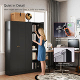 Metal Storage Cabinet with Doors, Black Bookshelf with Adjustable Shelves, Garage Storage Cabinet, 5 Tier File Cabinets, Tall Bookshelf Enclosed Bookcase for Home Office, Living Room, Library Generic