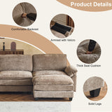 Karl home Chenille Modular Sectional Sofa 3 Seats with 1 Ottomans Sofa Couch L-Shaped Design, Comfy Upholstered Furniture for Living Room, Apartment, Studio, Office, Light Brown Karl home