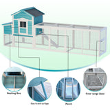 Large Wood Chicken Coop for 2-6 Chickens, 122" Chicken Coop with Nest Box, Removable Tray & UV Resistant Roof, Outdoor Hen House with Sliding Door and Ramp Mochalight