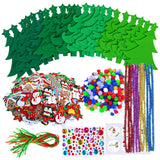 Winlyn 24 Sets Christmas Tree Ornaments Decorations Art Sets DIY Christmas Craft Kits Pine Tree Snowman Snowflake Penguin Foam Stickers Arts and Crafts for Kids Party Favors Home Classroom Activities Winlyn