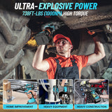 Seesii 1000Nm(738ft-lbs) Cordless Impact Wrench High Torque,1/2" Brushless Impact Gun w/Two 4.0AH Battery,Fast Charger, 5 Sockets & Storage Case, Electric Impact Wrench for Car Truck,WH760 Seesii