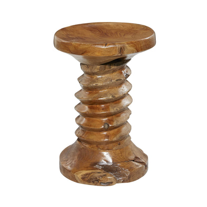 Deco 79 Rustic Teak Wood Stool Accent, Side Table 13" x 13" x 19", Brown - WoodArtSupply