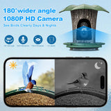 Smart Bird Feeder with Camera, Bird Watcher Camera with High Resolution AI Identify Bird Species with Solar Panels, Video Bird feeders with 180° Wide-Angle& Motion Detection,Ideal Gift for Bird Lover BEUTFQL
