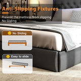 SADENICEL King Size Bed Frame with Storage Headboard, Metal Platform Bed Frame King with 4 Drawer, LED Light, Charging Station, No Box Spring Needed, Noise Free, Easy Assembly, Grey SADENICEL