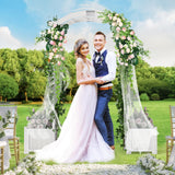 Happygrill Garden Arbor with Planter Boxes, Outdoor Wedding Arch with Trellis for Climbing Plants Vine Vegetables Herbs, Wooden Arbor Archway for Ceremony, Party (White) HAPPYGRILL