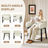 Yaheetech Corduroy Barrel Accent Chair Set of 2, Modern Upholstered Armchair with Solid Wood Legs, Cozy Leisure Chair with Pocket Coiled Seat for Living Room, Bedroom, Reading Nook Beige Yaheetech