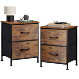 WLIVE Nightstand Set of 2, 2 Drawer Dresser for Bedroom, Small Dresser with 2 Drawers, Bedside Furniture, Night Stand, End Table for Bedroom, College Dorm, Rustic Brown Wood Grain Print WLIVE