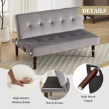 Convertible Futon Sofa Bed, Faux Leather Futon Couch with Adjustable Backrest and Usb Port, Modern Folding Couch For Small Spaces Living Room Sleeper Bed for Living Room,Bedroom,Office (Gray) Klwenas Maec