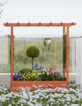 GarveeLife Raised Garden Bed with Trellis, 45 Inch Wood Planter Box with Side Trellis, Hanging Roof, and 4 Drainage Holes, Freestanding Elevated Garden Bed for Climbing Plants, Vines, Flowers GarveeLife