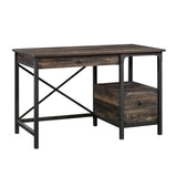 Sauder Steel River Desk, L: 47.48" x W: 23.47" x H: 29.53", Carbon Oak Finish Sauder