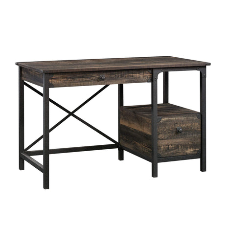 Sauder Steel River Desk, L: 47.48" x W: 23.47" x H: 29.53", Carbon Oak Finish Sauder