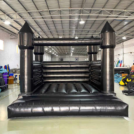 Black Inflatable Bounce House for Outdoor Backyard Wedding Decor with Blower PVC Inflatable Jumper Bouncy Castle House for Kids Bouncy Castle Jumping Bed for Party, 13ft x 11.5ft x 10ft awesmflate
