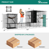 YITAHOME Large Cat Cage, Cat Enclosures Outdoor DIY Pet Kennels Playpen Cat House Catio with Hammock for 1-6 Cats YITAHOME