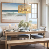 Mgcanyu 17.7" Rattan Dining Room Light fixtures, 5-Light Hand Woven Pendant Lights Kitchen Island Rattan Boho Chandelier Bohemian Hanging Ceiling Lights Wicker Lighting for Restaurants Living Room Mgcanyu