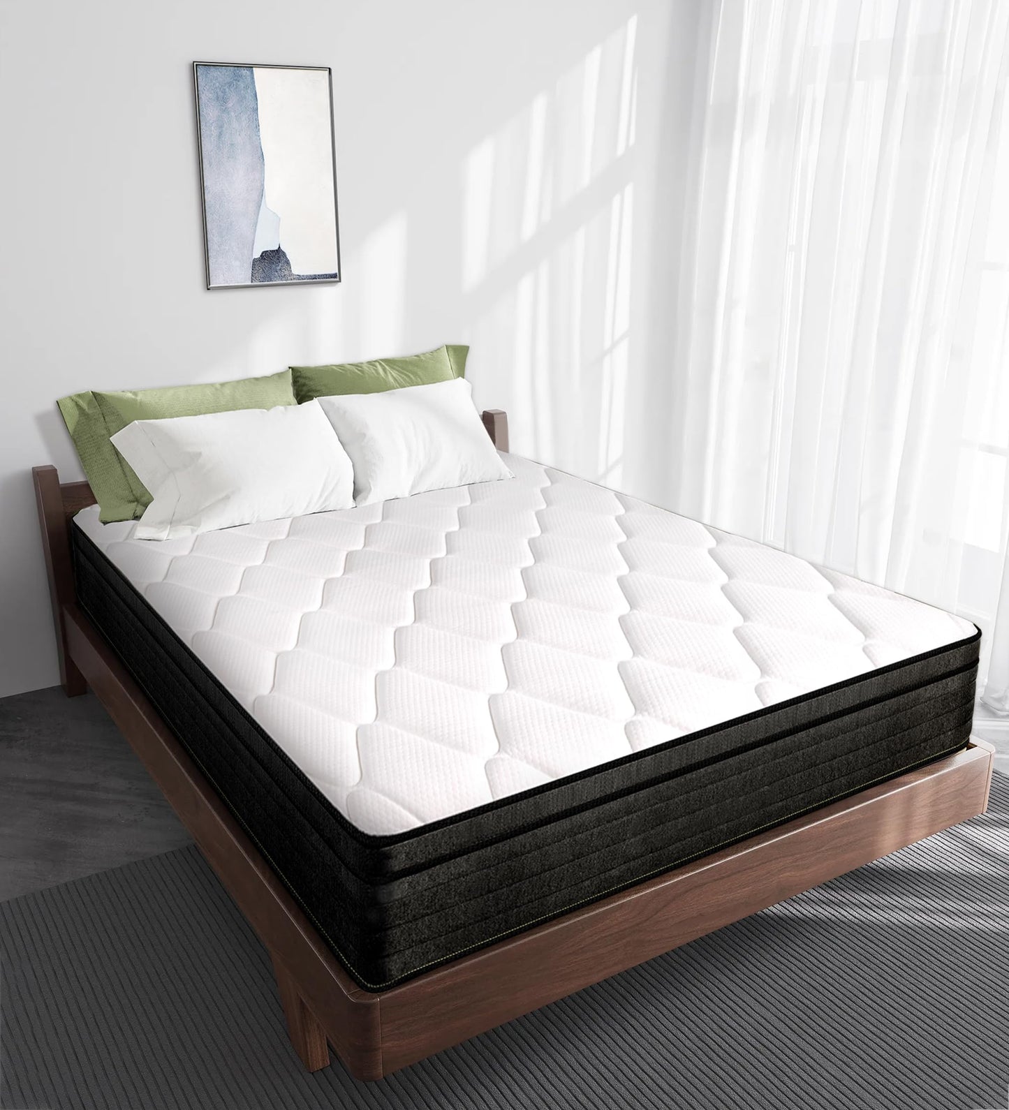 elitspace Full Size Mattress, Full Hybrid 12-inch Mattress in a Box, Memory Foam & Individually Pocket Coils for Pain Relief, Medium Firm Full Bed Mattress, CertiPUR-US Certified.