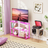 solaround Acrylic Console Table, 3 Tier Entryway Table with Storage Shelves (Pink) solaround