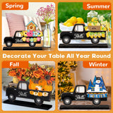 Anglechic 34 Pcs Small Interchangeable Christmas Truck Decor Holiday Seasonal Sign Farmhouse Rustic Wooden Tier Tray Decoration Home Office Desk Welcome Ornament Thanksgiving Gift Anglechic