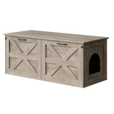 Herture Double Cat Litter Box Enclosure, Hidden Litter Box Cabinet Furniture, Modern Litter Box Storage, Enclosed Cat Litter Box Furniture, Easy to Clean Griege PG06MWZ Herture