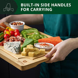 ROYAL CRAFT WOOD Bamboo Cutting Board with Juice Groove - Kitchen Chopping Board for Meat Cheese and Vegetables, Heavy Duty Serving Tray w/Handles (Large,10 x 15") ROYAL CRAFT WOOD