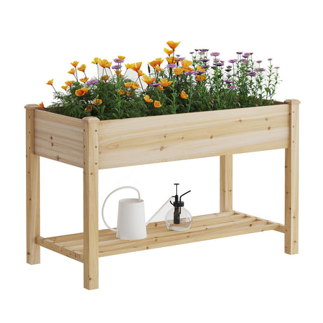 FILWH Raised Garden Bed with Legs Elevated Wooden Planter Box Stand Large Planter Stand Box for Fruits Vegetables Flowers with Divider with Bag - 48 * 24 * 30.5IN FILWH