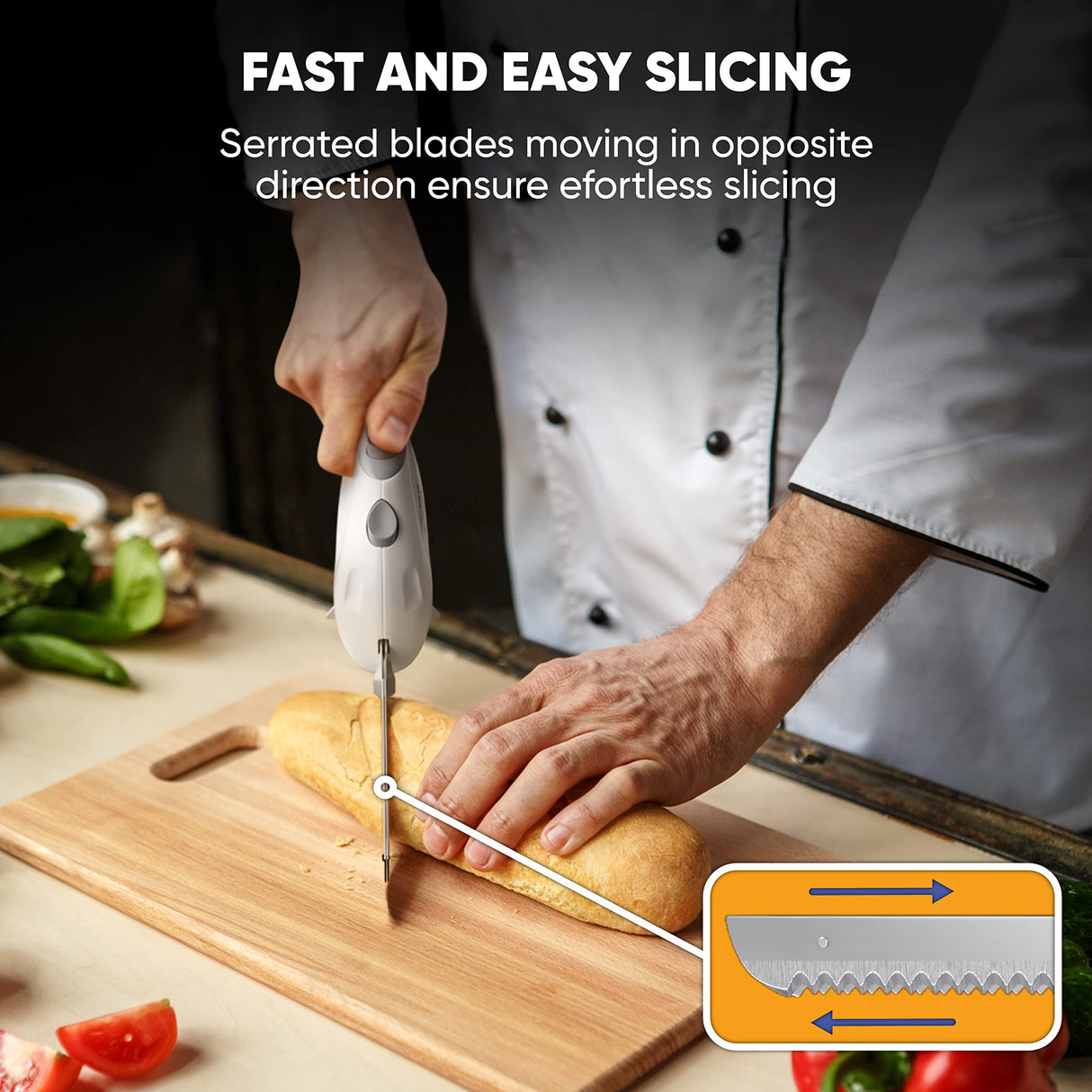 Homaider Electric Knife for Carving Meat, Turkey, Bread & More. Serving Fork and Carving Blades Included Homaider