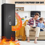 ErgoNova 57" Large Gun Safe,Biometric 5-Gun Safe Cabinet,Quick Access Long Gun Pistols,Rifles and Shotguns Gun Cabinet,with 3 Pistol Bags and LED Light Adjustable Gun Rack,Assembled(Black) ErgoNova