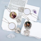 Framendino, 10 Pack Silver Angel Wing Pendant Car Hanging Ornament with Sublimation Blank Heat Transfer Photo for Home Window Framendino