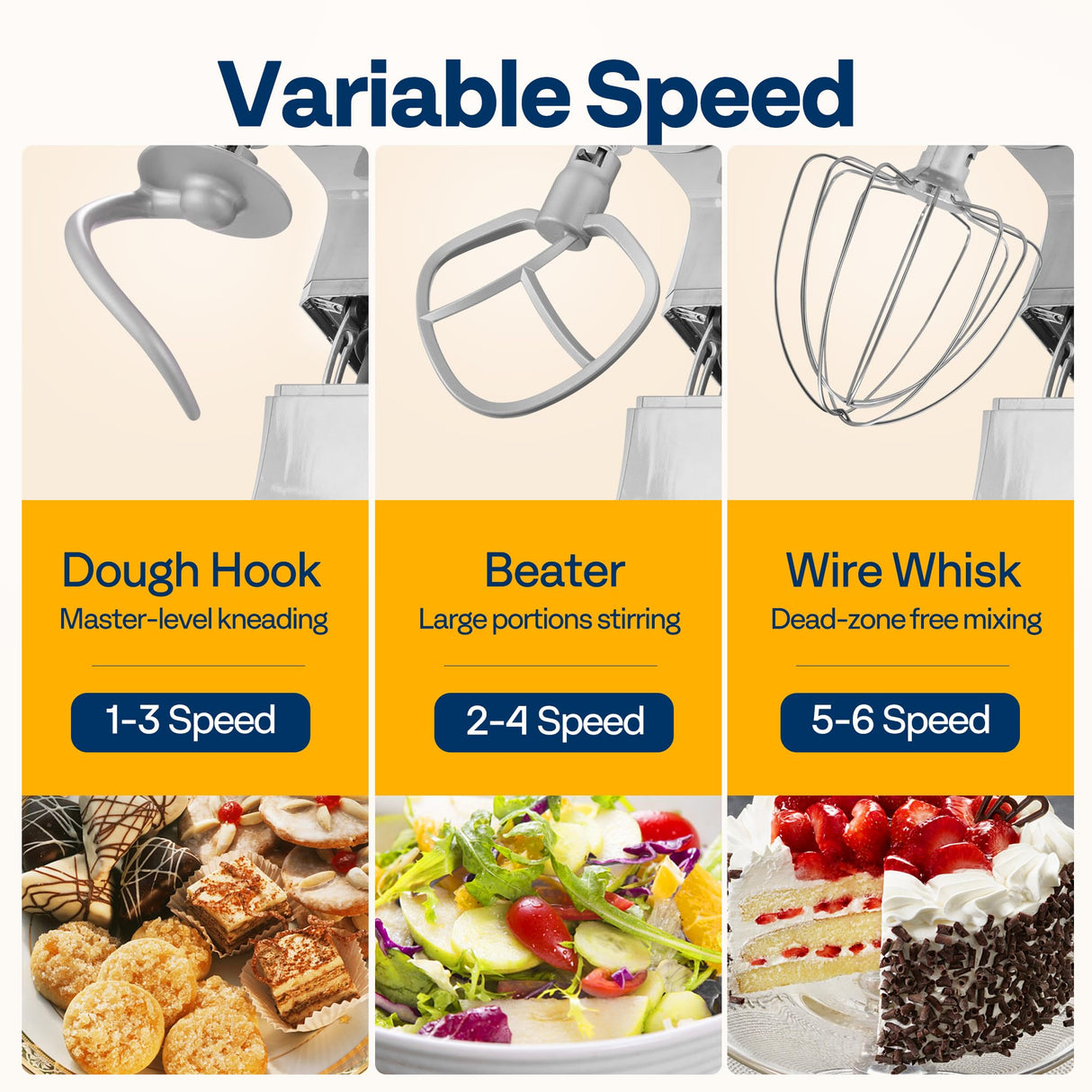 VIVOHOME 9 in 1 Multifunctional Stand Mixer with Fermentation, 6 Speed 7.5 Quart Kitchen Electric Food Mixer with Timer, Meat Grinder, Juice Blender, Vegetable Slicer, Pasta and Cookie Maker, Silver VIVOHOME