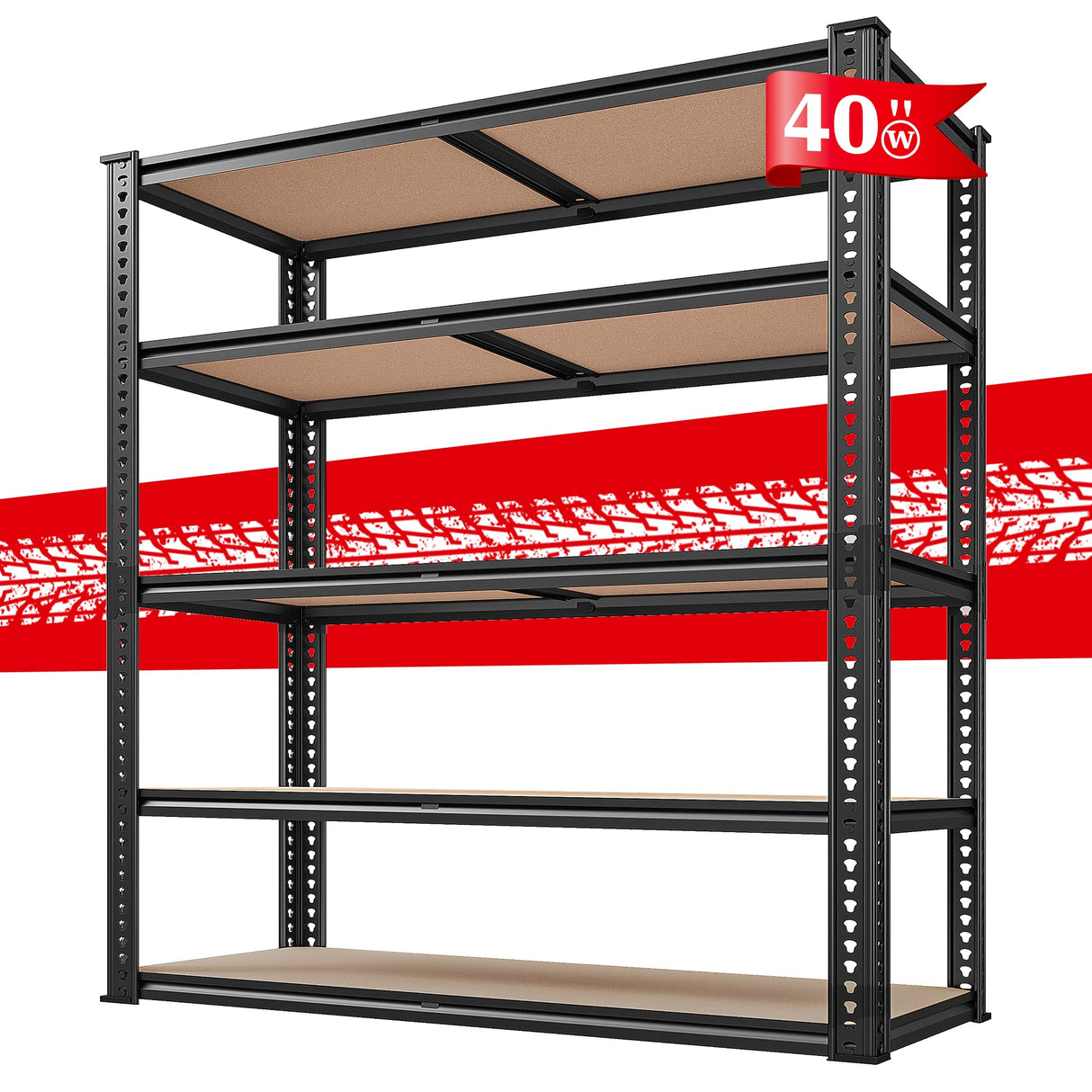 REIBII 72''H Garage Shelving 2500LBS Storage Shelves Heavy Duty Shelving 5 Tier Metal Shelves for Garage Shelves Adjustable Shelving Units and Storage for Closet Pantry Shelf, 72" H x 40" W x 20" D REIBII