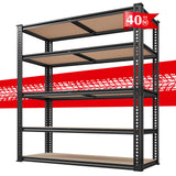 REIBII 72''H Garage Shelving 2500LBS Storage Shelves Heavy Duty Shelving 5 Tier Metal Shelves for Garage Shelves Adjustable Shelving Units and Storage for Closet Pantry Shelf, 72" H x 40" W x 20" D REIBII