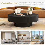 Merax Modern Round Coffee Table with Sturdy Base, Wood Center Tables for Living Room Reception Room, Easy Assemble, Black Merax