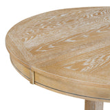 ERYE Mid-Century Modern Functional Extendable Dining Table with 14" Leaf and Pillar-Trestle Legs (Natural Wood),Round → Oval 42"~56", Natural-980 ERYE